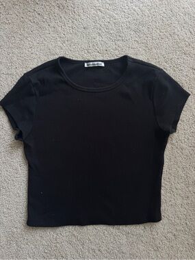Reformation Black Ribbed Baby Tee